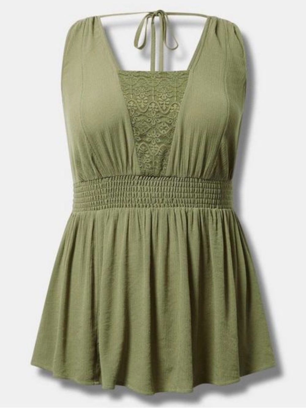 NWT Torrid crinkle gauze crochet v neck sleeveless top, Torrid size 0, 0X